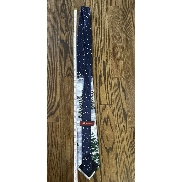 Holidays Men's 100% Silk Christmas Snowman Playing Baseball Snowballs EUC - Picture 3 of 4